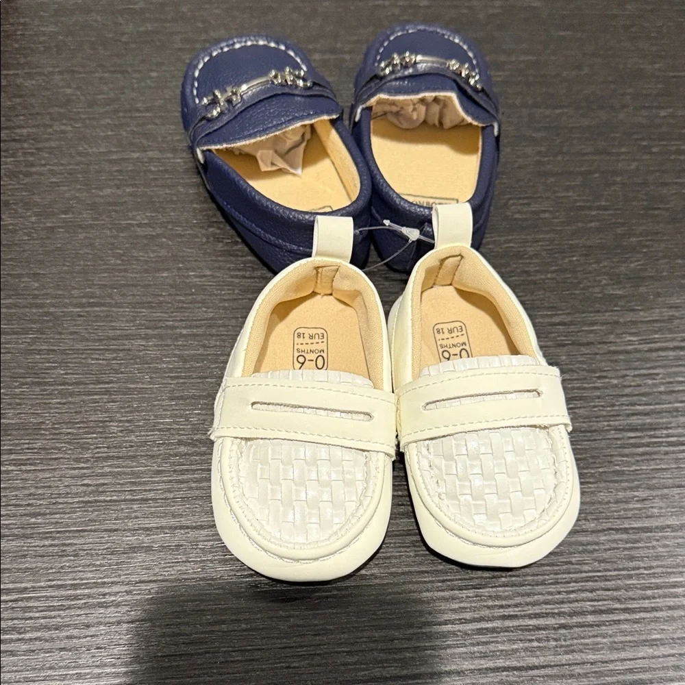 Stylish Cream and Navy Kids Loafers